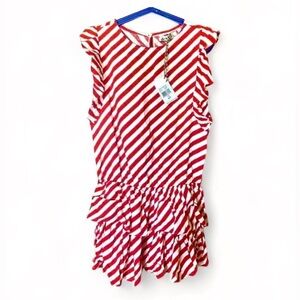 Dex Clothing White/Papaya Striped Dress Size S/P